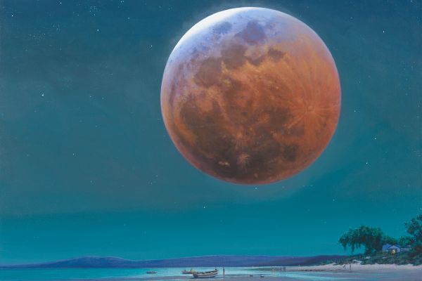 Blood Moon, Churchhaven painting